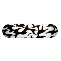 black and white fire design skateboard