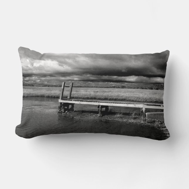 Black and White Fishing Photograph Pillows (Front)