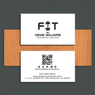 Black and white fitness trainer business card