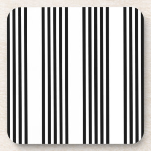 Black and white five stripe pattern coaster