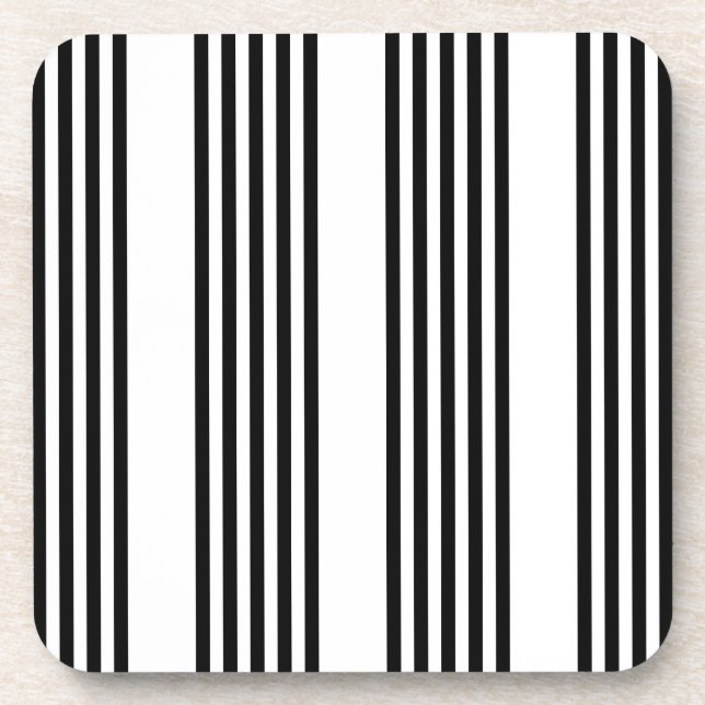 Black and white five stripe pattern coaster (Front)