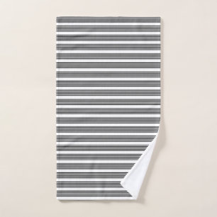 Black and white five stripe pattern hand towel