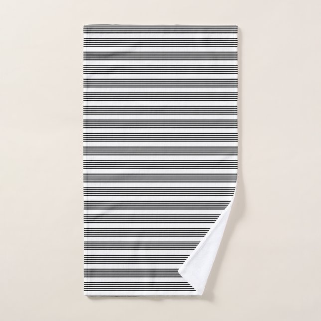 Black and white five stripe pattern hand towel (Hand Towel)