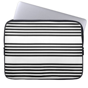 Black and white five stripe pattern laptop sleeve