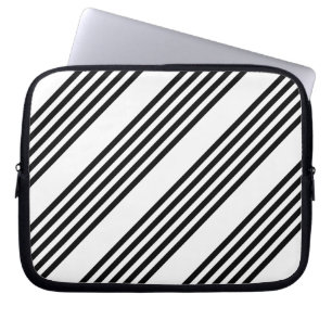 Black and white five stripe pattern laptop sleeve