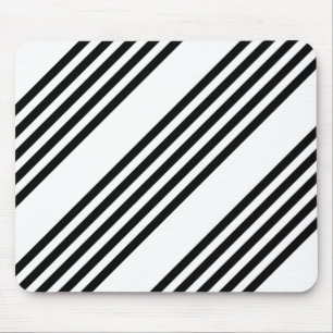 Black and white five stripe pattern mouse mat