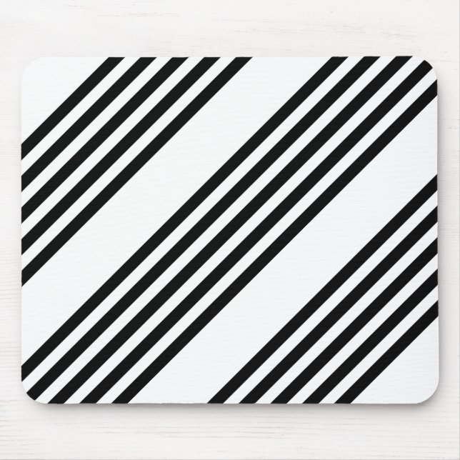 Black and white five stripe pattern mouse mat (Front)