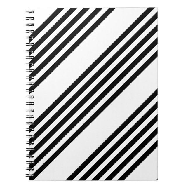 Black and white five stripe pattern notebook (Front)