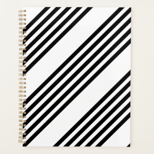 Black and white five stripe pattern planner