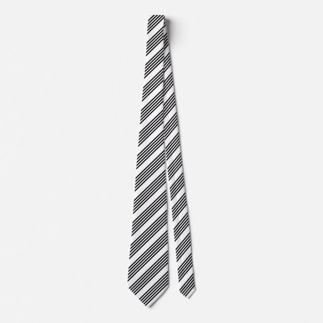 Black and white five stripe pattern tie (Front)