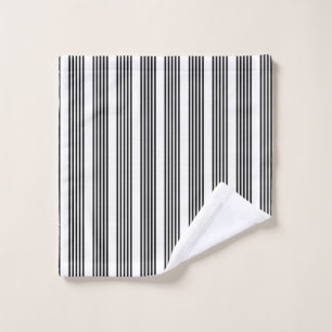 Black and white five stripe pattern wash cloth