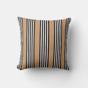 Black and white five stripe pattern with tan cushion