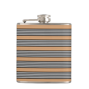 Black and white five stripe pattern with tan hip flask