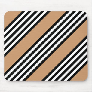 Black and white five stripe pattern with tan mouse mat