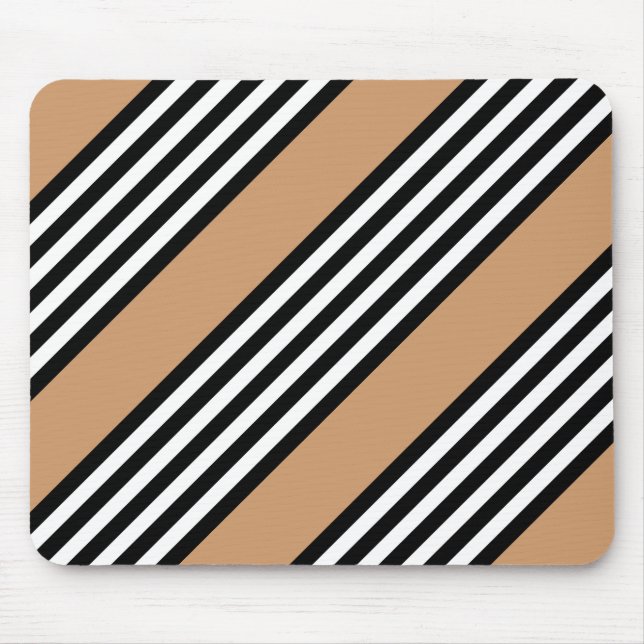 Black and white five stripe pattern with tan mouse mat (Front)