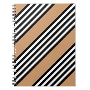Black and white five stripe pattern with tan notebook