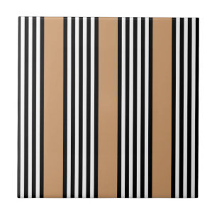 Black and white five stripe pattern with tan tile
