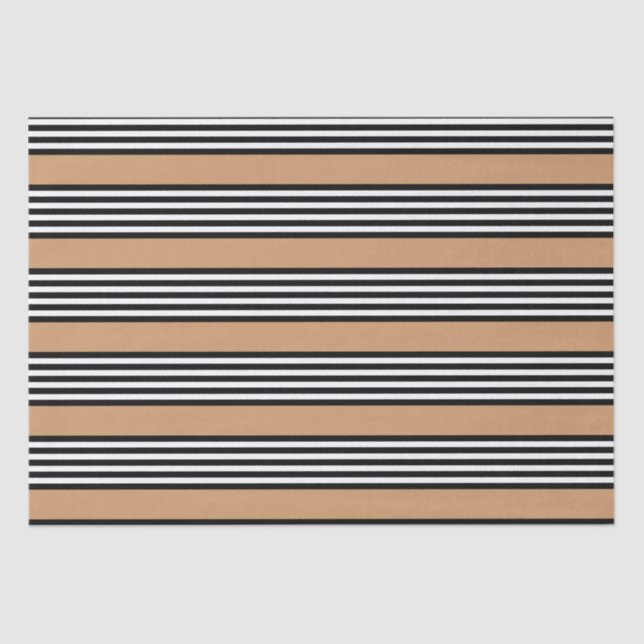Black and white five stripe pattern with tan tissue paper (Front)