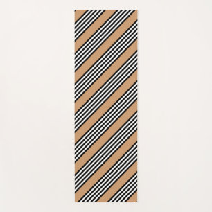 Black and white five stripe pattern with tan yoga mat