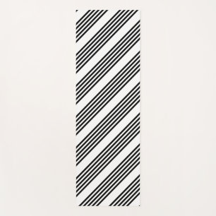 Black and white five stripe pattern yoga mat