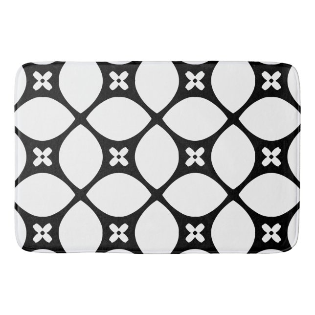 Black and White Flake pattern Bath Mat (Front)