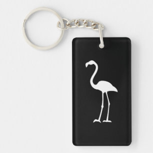 Black and White Flamingo Key Ring
