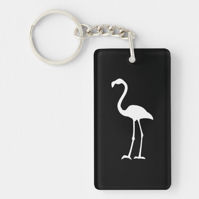 Black and White Flamingo Key Ring (Front)