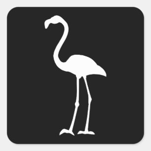 Black and White Flamingo Square Sticker