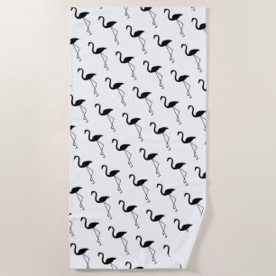Black and White Flamingos Beach Towel