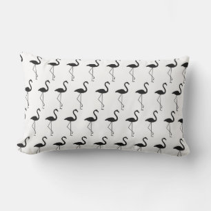 Black and White Flamingos - Outdoor Lumbar Cushion