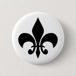 Black and White Fleur de Lis 6 Cm Round Badge