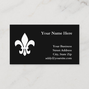 Black and White Fleur de Lis Business Card