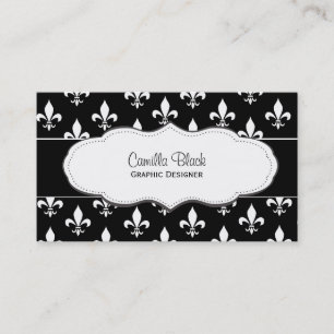 Black and White Fleur de Lis business cards
