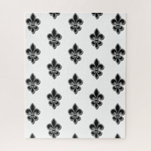 Black and White Fleur De Lis Jigsaw Puzzle