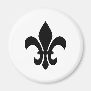 Black and White Fleur de Lis Magnet