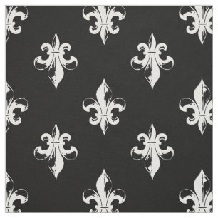 Black and White Fleur De Lis Pattern Fabric