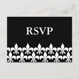 Black and White Fleur de Lis RSVP Response Card