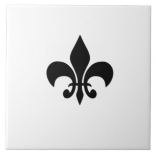 Black And White Fleur De  Lis Tile