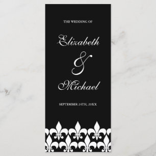 Black and White Fleur de Lis Wedding Program Programme