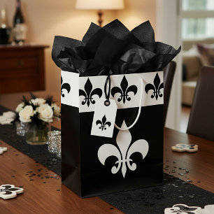 black and white fleurdelis medium gift bag
