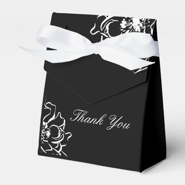 Black and White Floral 50th Birthday Favour Box (Front Side)