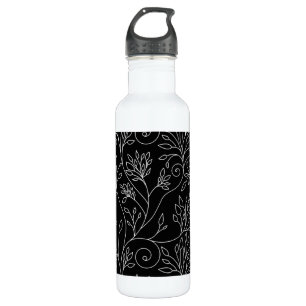 Black and white floral 710 ml water bottle