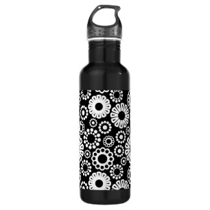 Black and white floral 710 ml water bottle