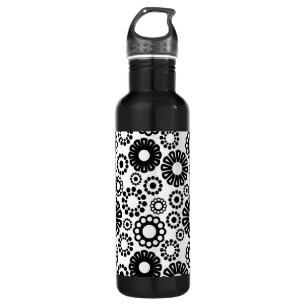Black and white floral 710 ml water bottle