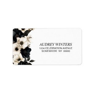 Black and White Floral Address Label