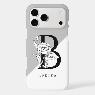 Black And White Floral Alphabet Monogram