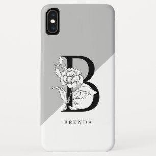 Black And White Floral Alphabet Monogram iPhone XS Max Case