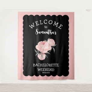 Black and White Floral Bachelorette Party Tapestry