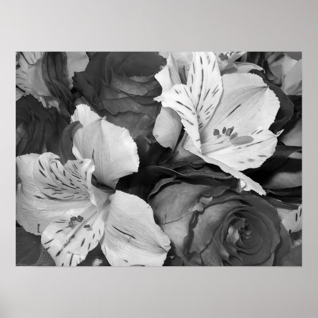 Black and white  floral beauty print (Front)