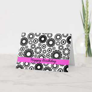 Black and white floral Birthday Card